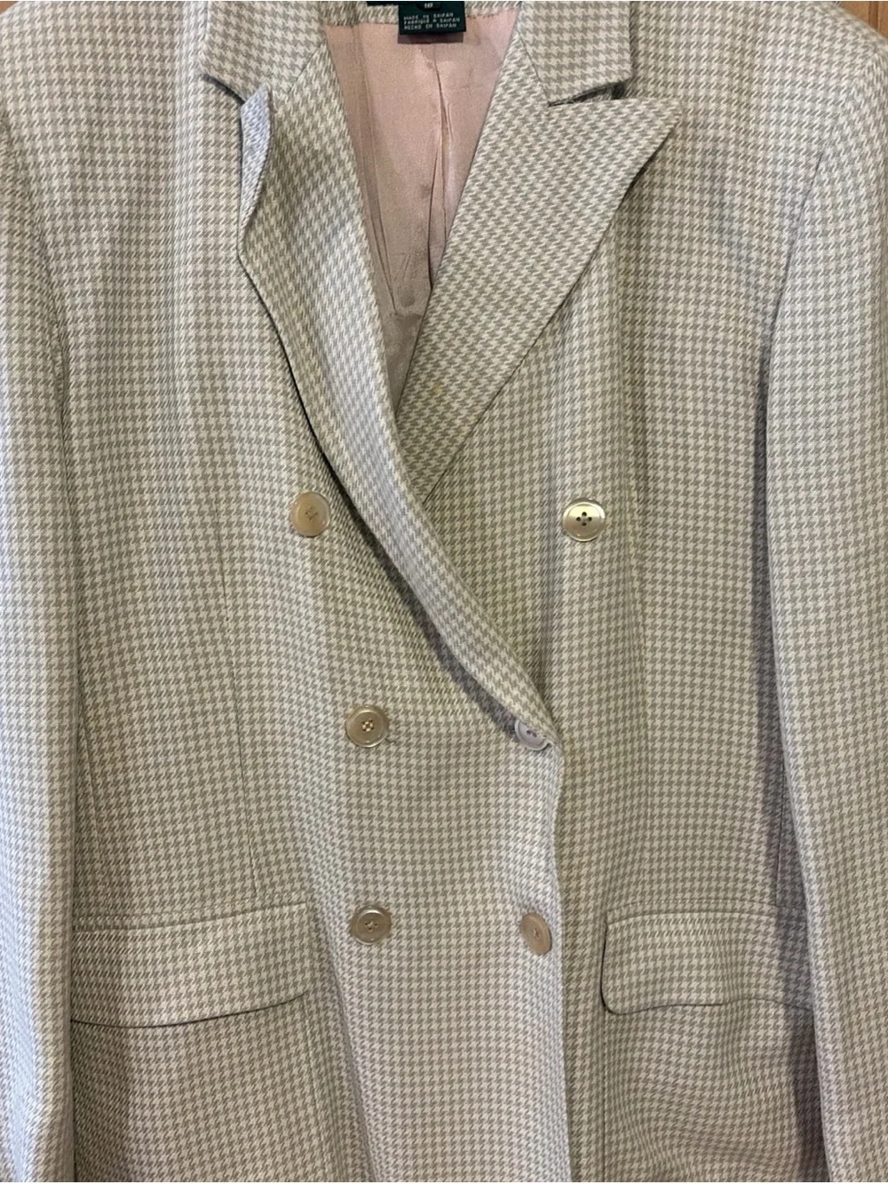 Lauren Ralph Lauren 2PC Pant Suit Sz 16 Pants Blazer Houndstooth Wool Blend - Picture 2 of 16